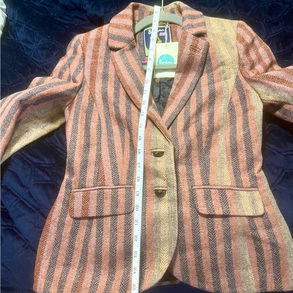 Boden British Wool Striped Blazer in Red, Pinks and Browns - Picture 14 of 15